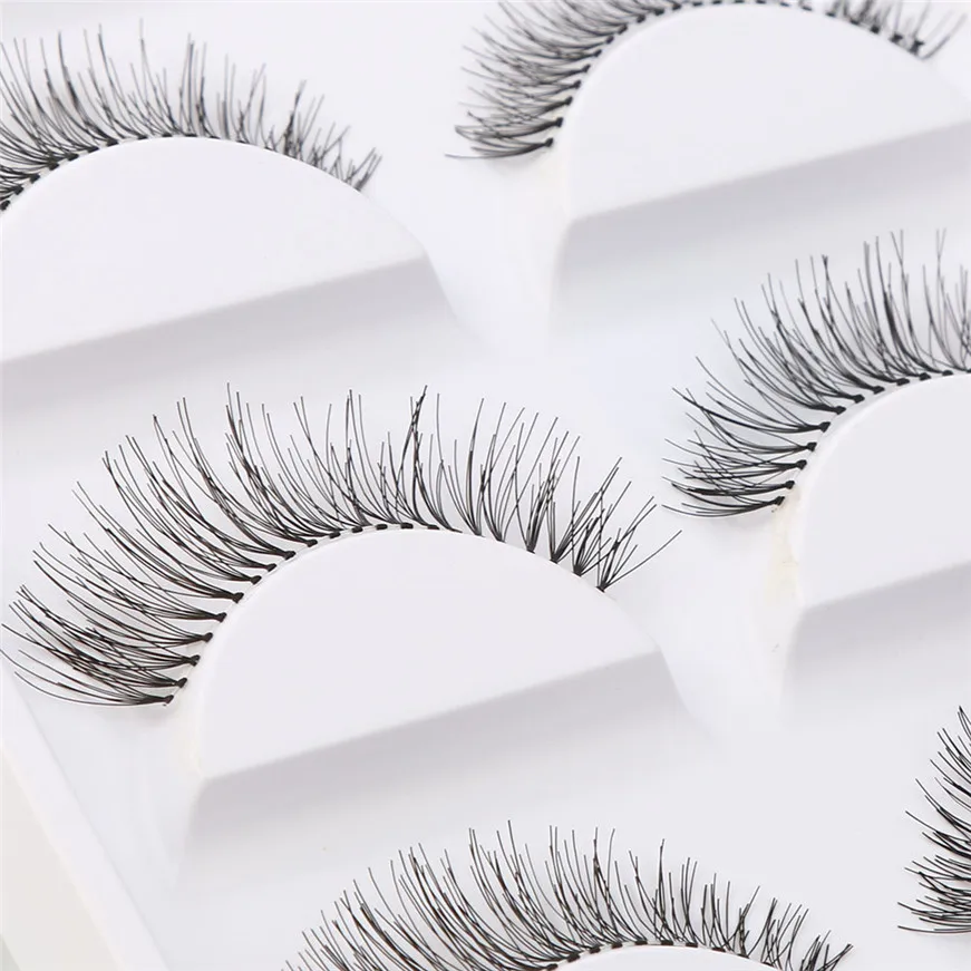 5 пар толстых длинных перекрестных вечерние накладные ресницы черная полоса |