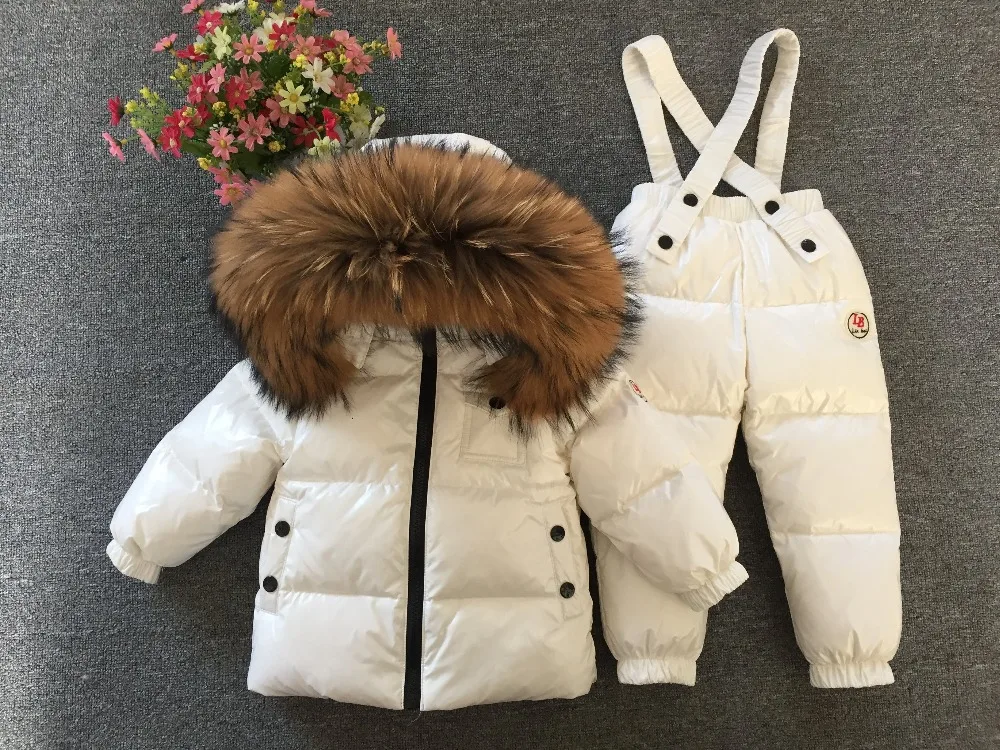 Шоколадный зимний комбинезон для маленьких мальчиков 90% утиного пуха верхняя