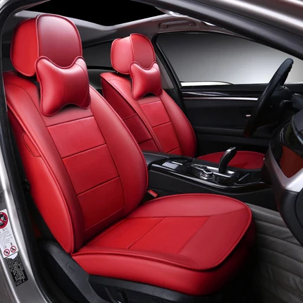 red Набор чехлов для автомобильных сидений из натуральной кожи carпортной Для Dodge Avenger, чехлы для сидений, Аксессуары для автомобилей, черный чехол для автомобильных сидений, поддержка - Название цвета: red