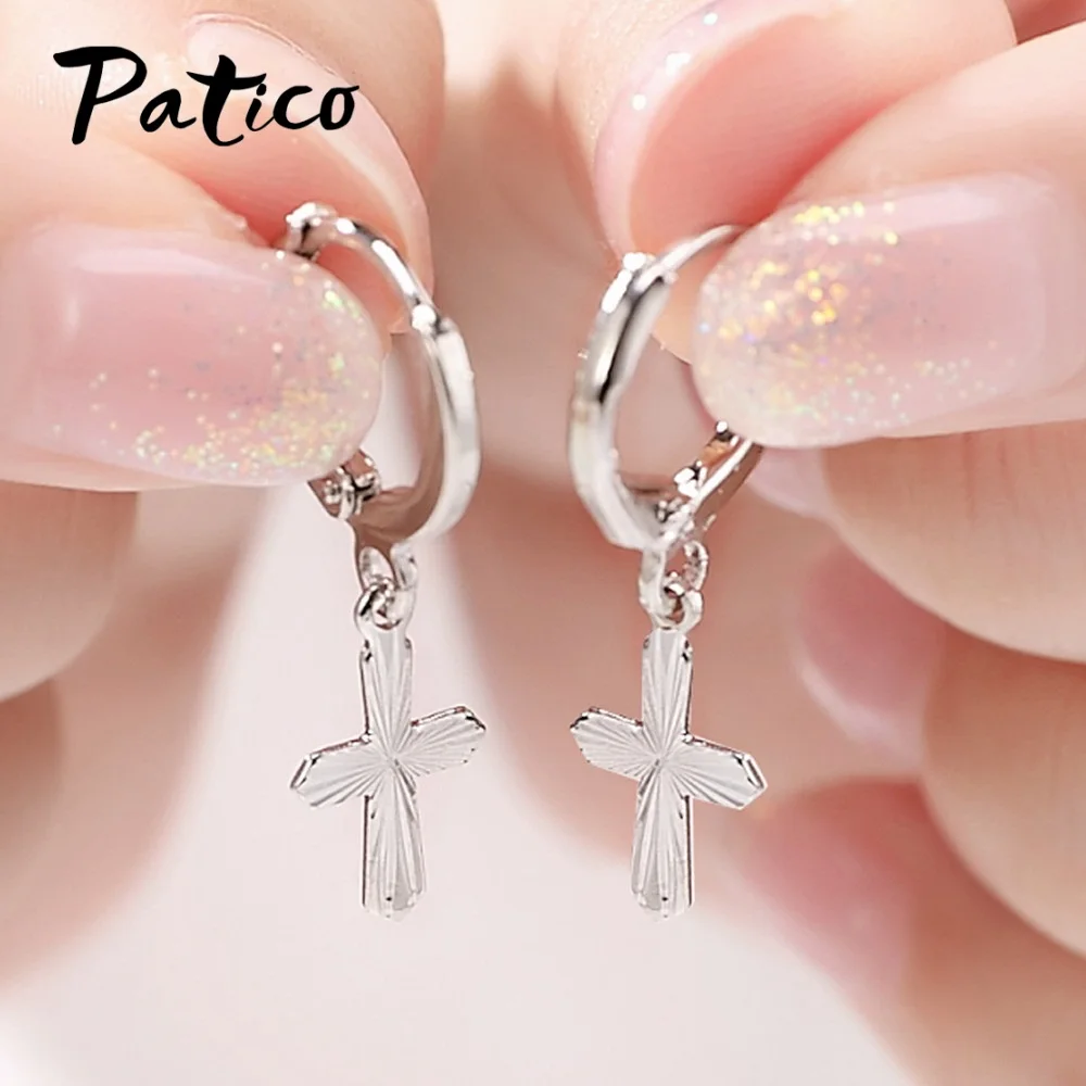 New Design 925 Sterling Silver Boucle Foreille Femme Charms Cross Drop Earrings For Women Engagement Dangle Jewelry | Украшения и