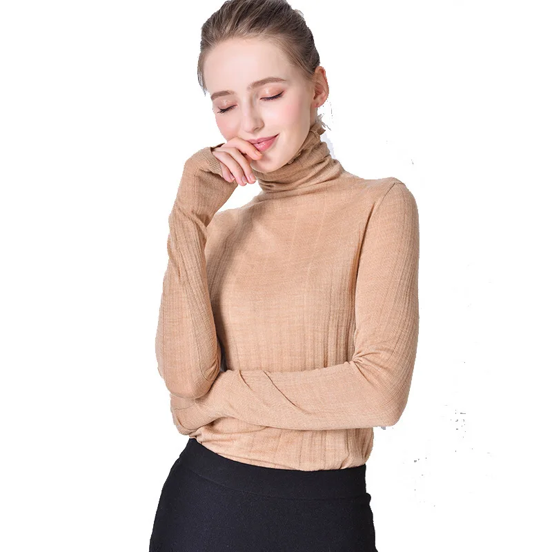

beige wool sweaters women high turtleneck fem me jumper Korean style pullover 2019 autumn winter clothes knitted top plus size