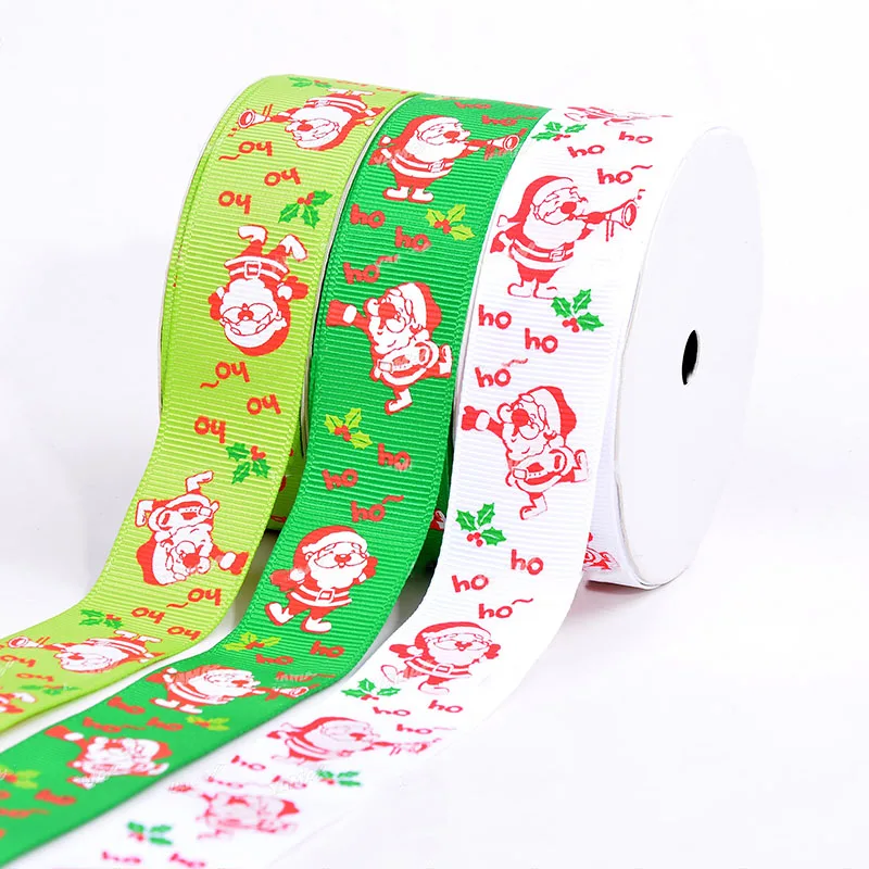 25mm Snowflake Printed Grosgrain Polyester Ribbon Rope+Jewelry Xmas Accessories Hairbow Wedding Party Decoration,100yds/Roll