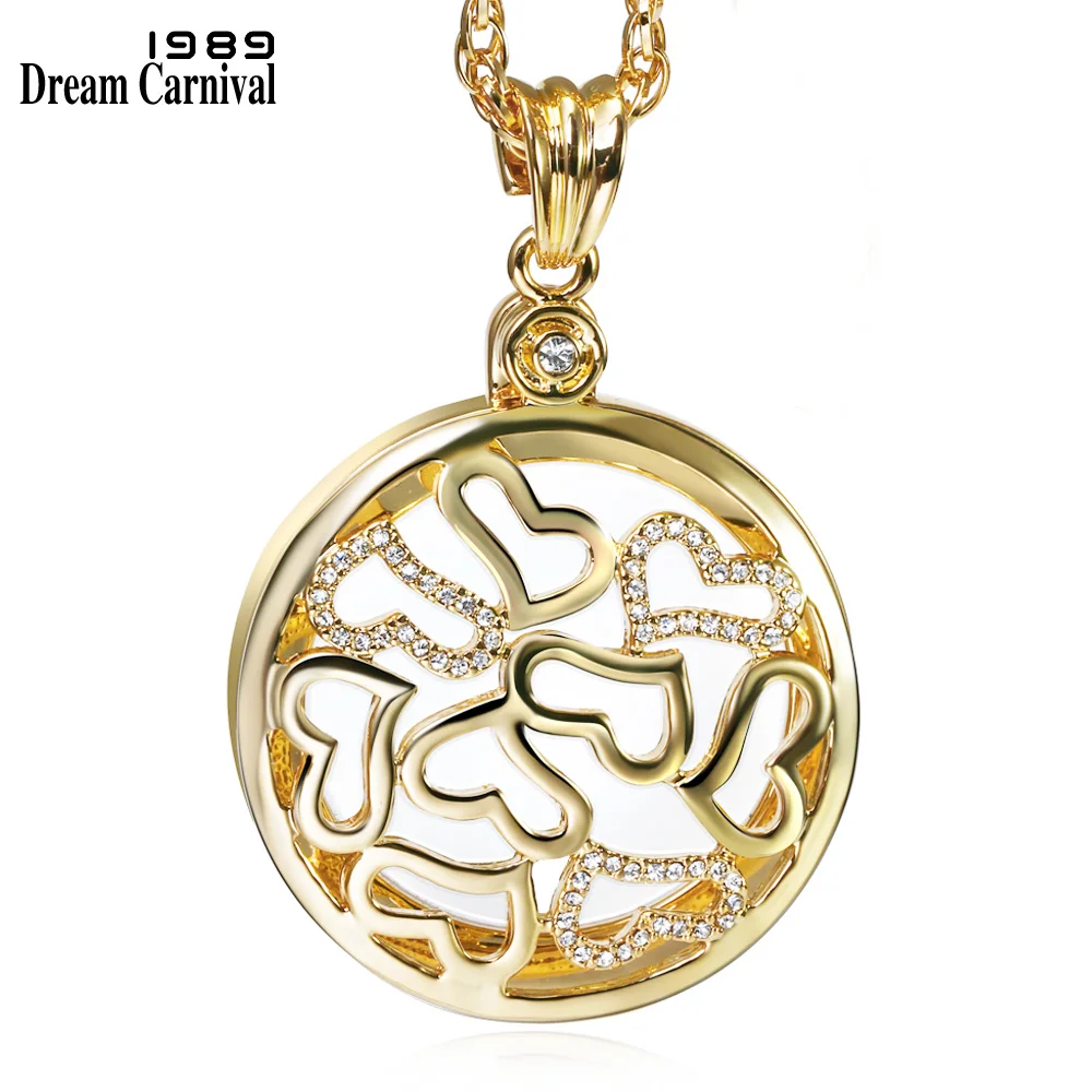 

DreamCarnival 1989 Long Chain Pendants & Necklaces Crystals Hearts Gold Color 2X Zoom Len Jewels Gift for Mother collares largos