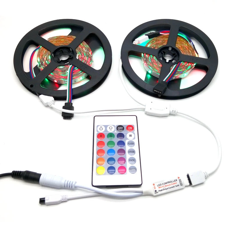 Набор светодиодных лент 10 м SMD 3528 RGB с 24 клавишным ИК контроллером 12В 3A адаптером