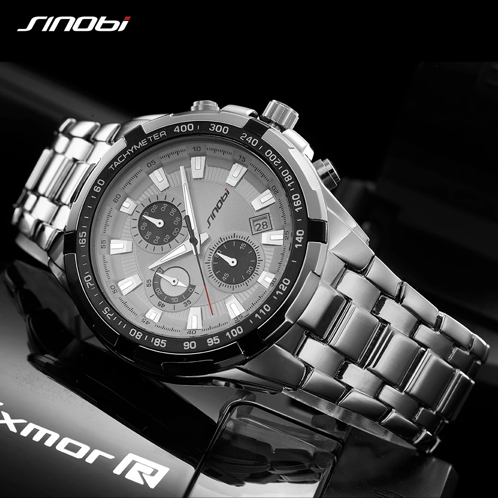 SINOBI Relojes Hombre Masculino Топ бренд класса люкс Бизнес Кварцевые наручные часы с хронографом Мужские часы Мужские Водонепроницаемые наручные часы