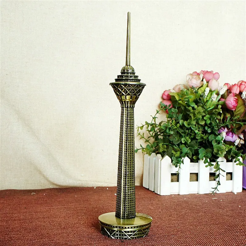 Популярный Домашний Декор Орнамент Iran Milad Tower металлическая модель здания фигурка украшение дома аксессуары домашний декор - Цвет: Bronze
