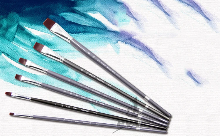 

6pcs/Set,high quality wine red nylon hair Flash silver birch wood watercolor brushes acrylic brush Set Drawing Art Supplies