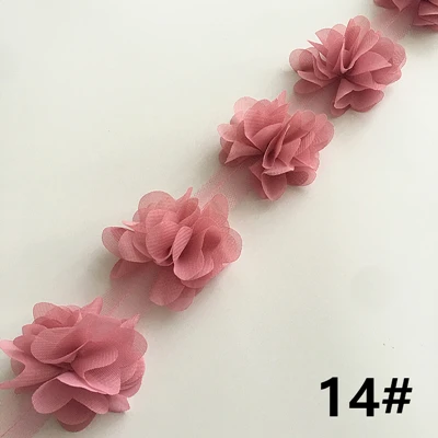24 цветка (около 2 ярдов), 33 цвета, ширина 6 см, 3D шифоновые цветы, «сделай сам», кружевная отделка, кружевная лента, украшение для одежды, аксессуары XF03
