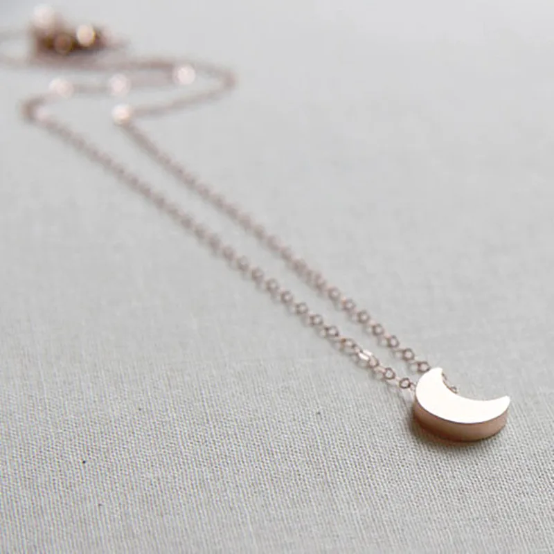 N317 Rescent Moon Pendant Clavicle Necklace Minimalist Women Fashion Collares Summer Everyday Jewelry Solid Bijoux | Украшения и