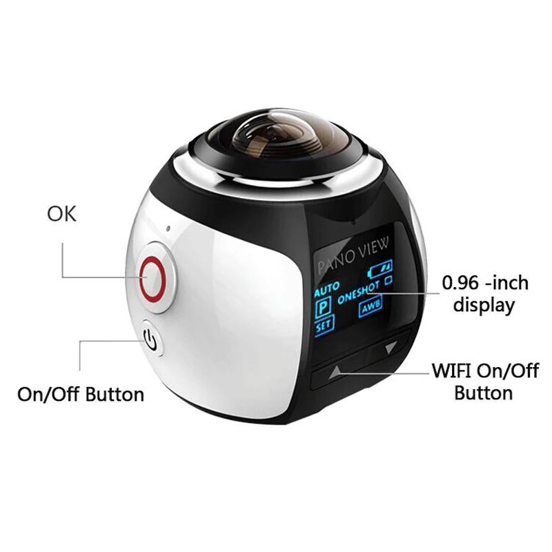 QUIDUX Новый Мини V1 360 Панорамная Камера VR Виртуальная Реальность спорт Камеры 4 К 16MP