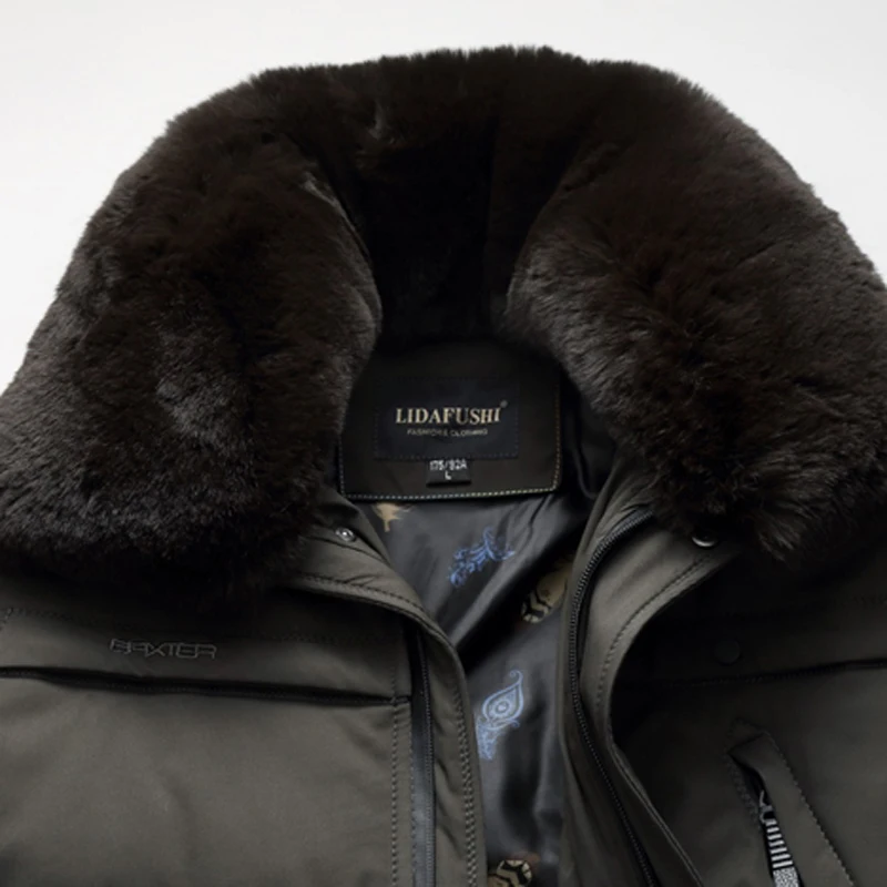 Мужская парка утепленная со съемным большим меховым воротником большие размеры