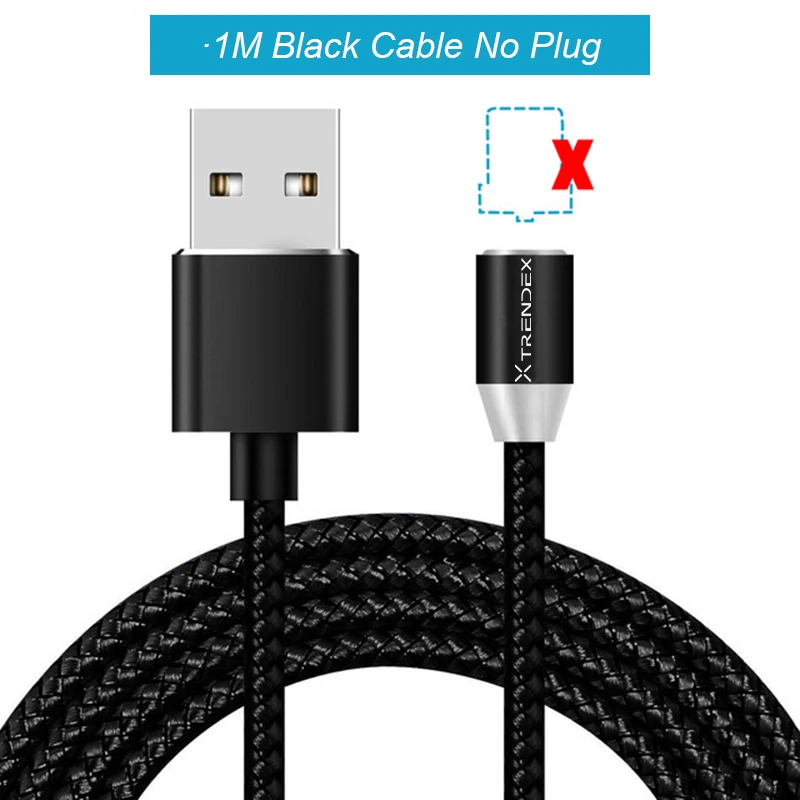 Only 1M Black Cable 1 м 2 м Магнитный Micro usb type C разъем зарядный кабель шнур для iPhone XS Max 8 Plus для samsung Galaxy S10 E для OnePlus 7 Pro - Тип штекера: Only 1M Black Cable