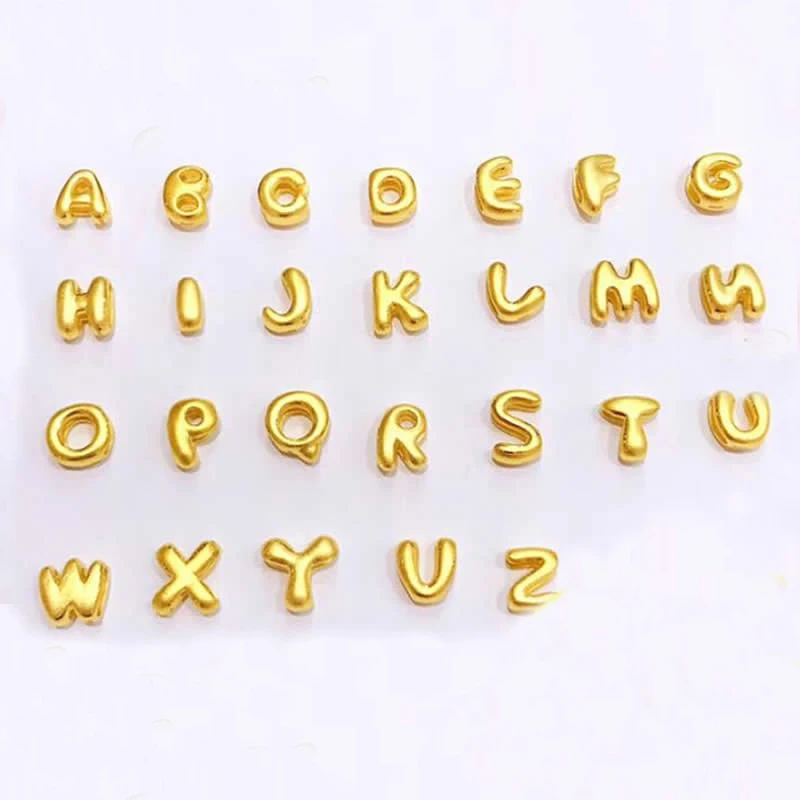 

Pure 24K Yellow Gold Bracelet Women 999 Gold 3D Letter Loose Beads Bracelet