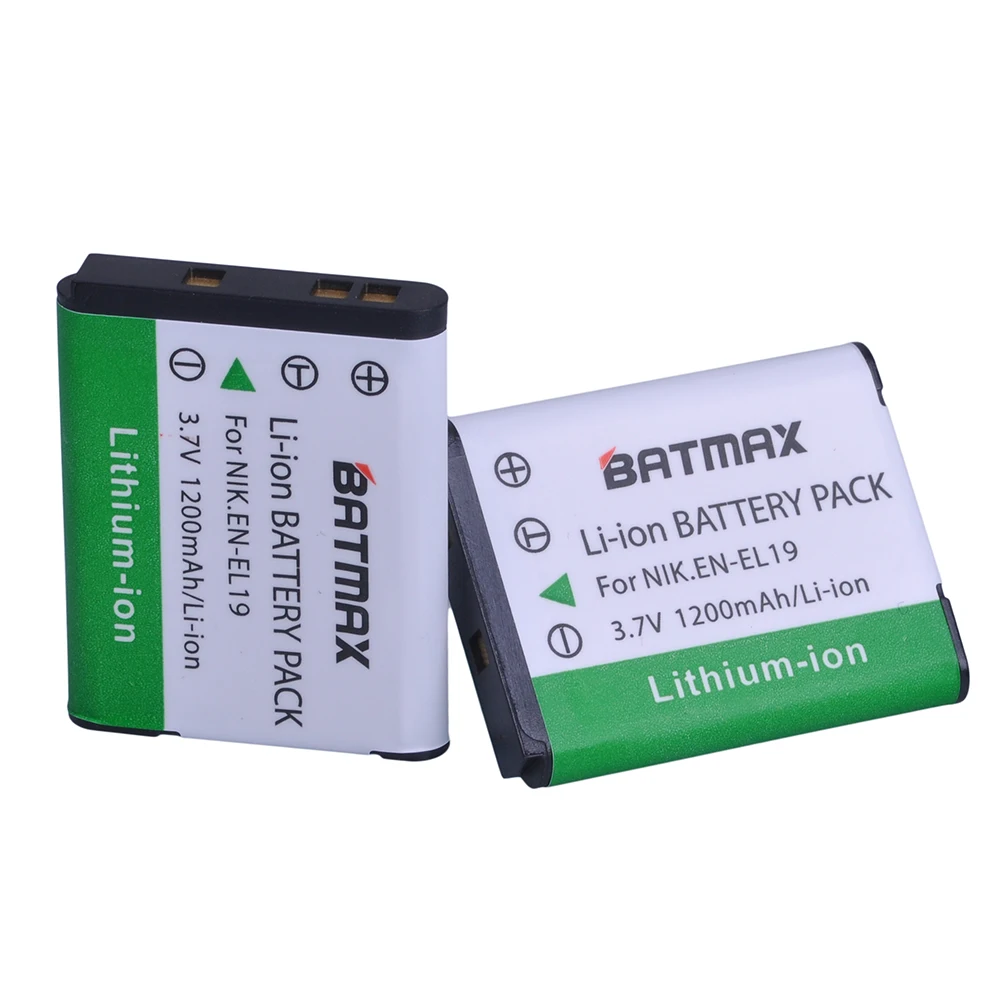 2 шт. аккумулятор ENEL19 для Nikon S100 S2500 S2600 S3100 S6400 S4100 S4150 S3300 1200 мАч ЖК-экран зарядное