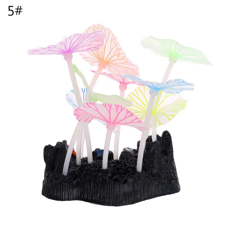 Искусственное Грибное растение с эффектом свечения для аквариума ландшафтный