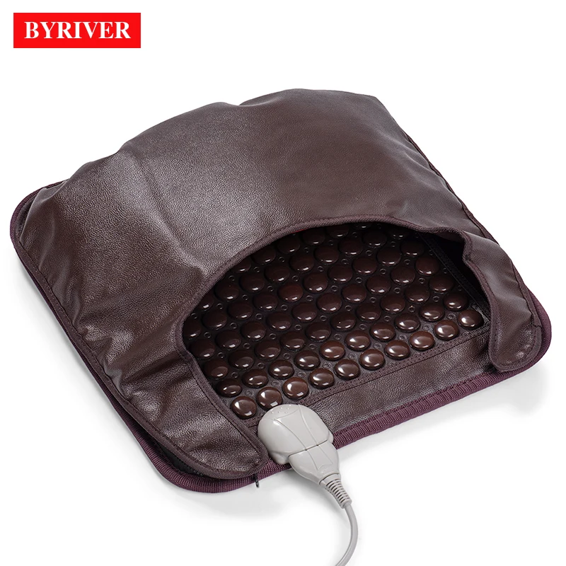

BYRIVER 45*45 CM Real Tourmaline Mat, 2 in 1 Seat Foot Heating Pad, Thermal Warming Feet Massager Mattress