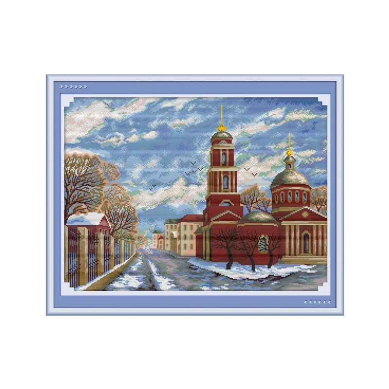 Joy Sunday Зима в России вышивка крестом ткань Aida 14ct Печать на холсте DMC нить