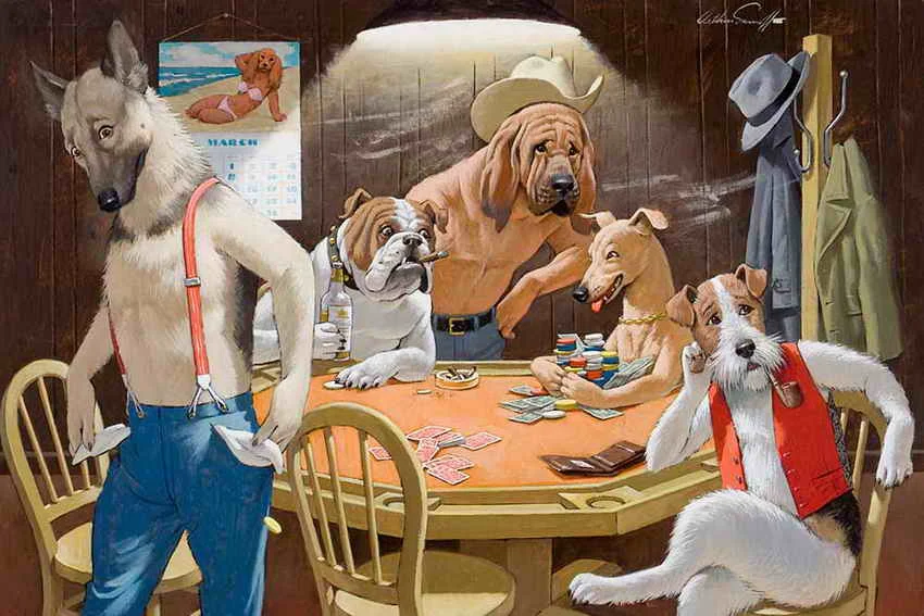 

Free Shipping! Home Decor Art wall Dogs Playing Poker Oil painting Picture Printed on canvas II No Frame
