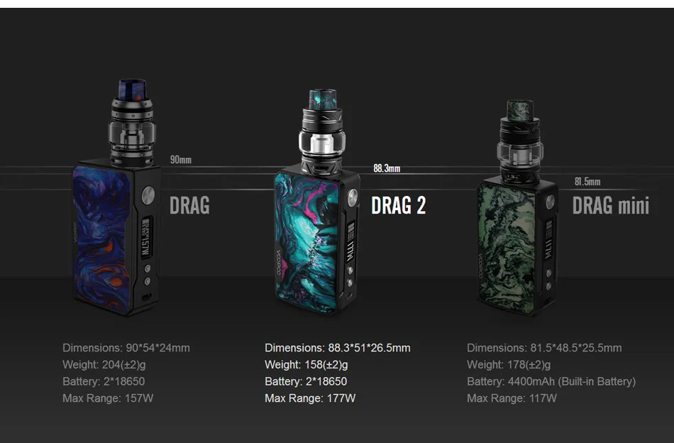 VOOPOO DRAG 2 Коробка мод 5 мл Uforce T2 Танк Uforce U2 N3 катушка 177 Вт максимальный выход Электронная сигарета против Voopoo Drag Mini