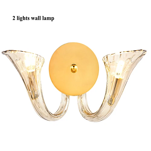 2 lights wall lamp Современный блестящий хрустальный светодиодный светильник для люстры, Золотистый металлический подвесной светильник для столовой, подвесной светильник для фойе - Цвет абажура: 2 lights wall lamp