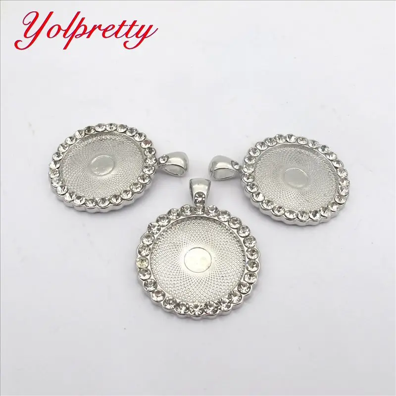 Yolprtty Новая мода 1 шт. 25 мм Внутренний размер серебряные стразы Камея Кабошон