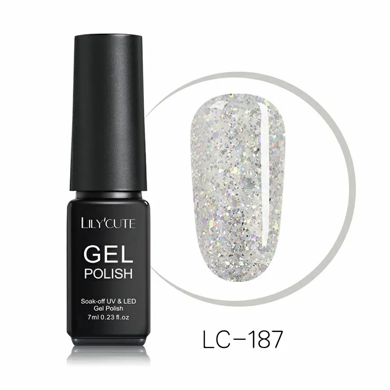 LC-187 LILYCUTE, 7 мл, блестящий УФ-Гель-лак, розовый, цветной, блестящий, долговечный, из натуральной смолы, замачивается, Гель-лак для ногтей, дизайн - Цвет: LC-187