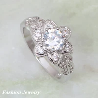 unique design hearts arrows swiss cubic zirconia crystal silver color engagement ring ar066