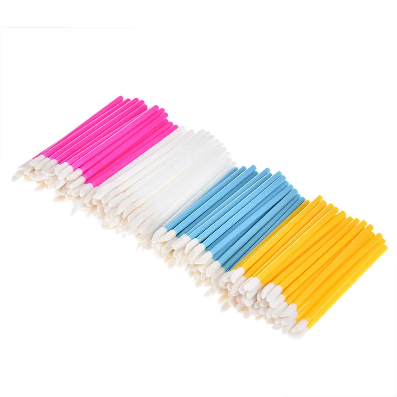 50Pcs/Pack Disposable Lip Brush Kit Flurry Head Eyelash Cosmetics Make Up Tools Lipstick Gloss Wands Applicator 4Colors | Красота и