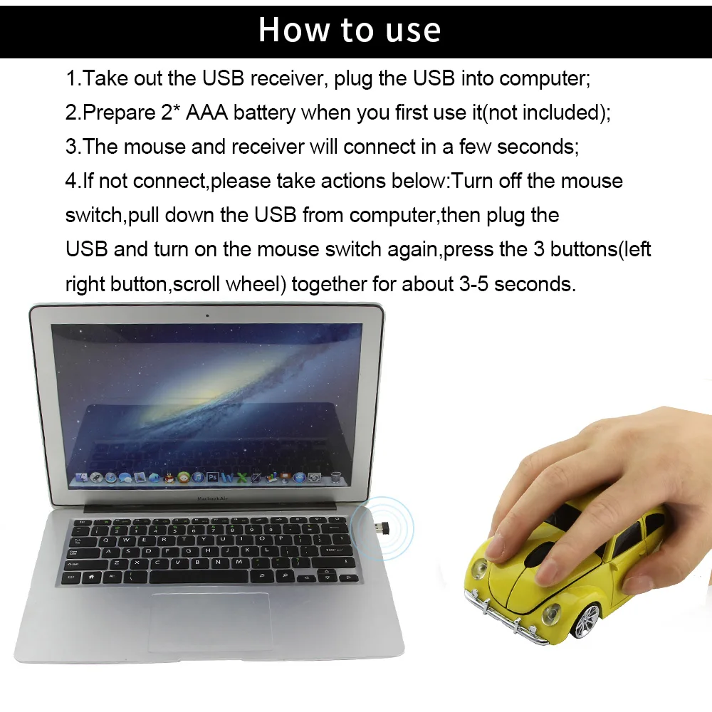 chyi wireless car mouse 1600dpi optical computer vw beetle car mice 3d gaming mouse for gift pc laptop desktop notebook free global shipping