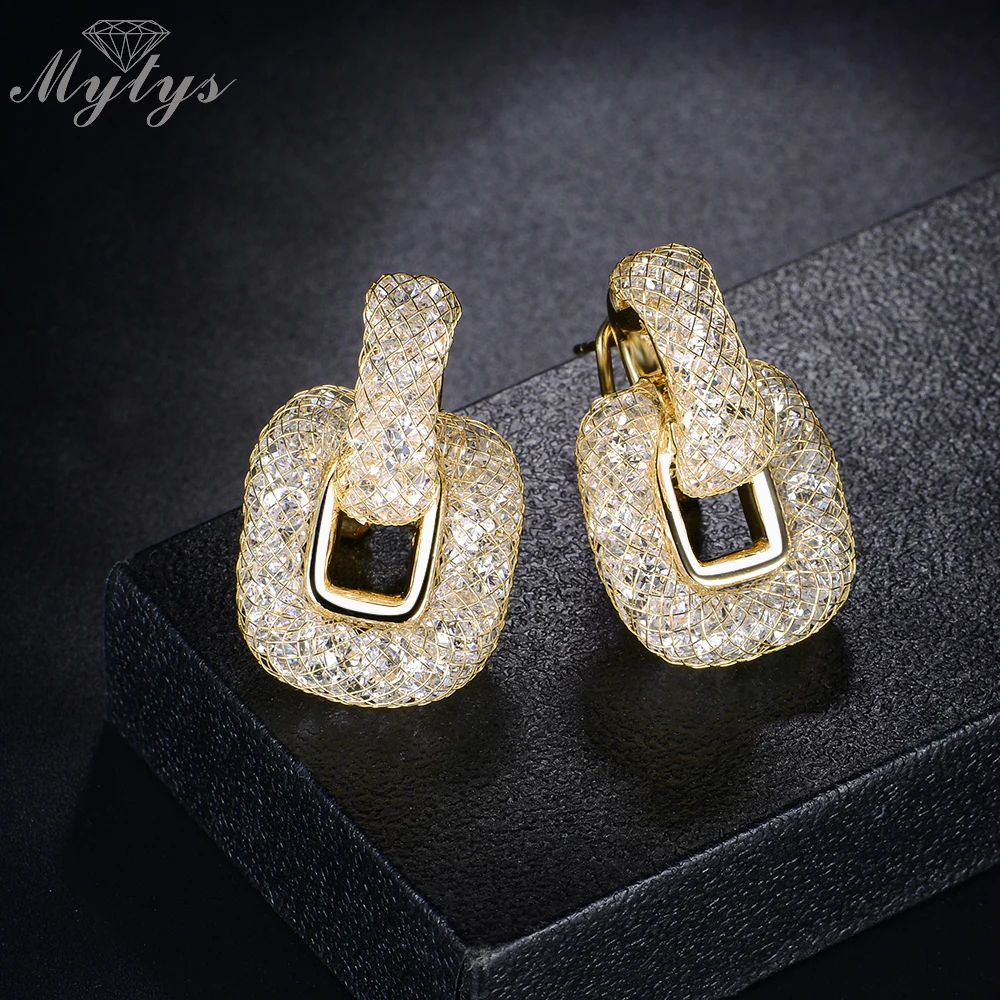 Mytys новый дизайн набор ювелирных изделий из проволочной сетки с кристаллами для