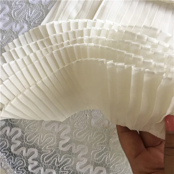 5 ярдов/лот DIY черный белый цвет 3D шифоновая плиссированная кружевная ткань
