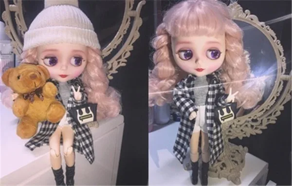 Новое клетчатое пальто 1/6, кукольная куртка, Blyth, клетчатое пальто, одежда Blyth, наряд(Fit blyth, BJD, azone, pullip, ICY, FR, 1/6 Doll