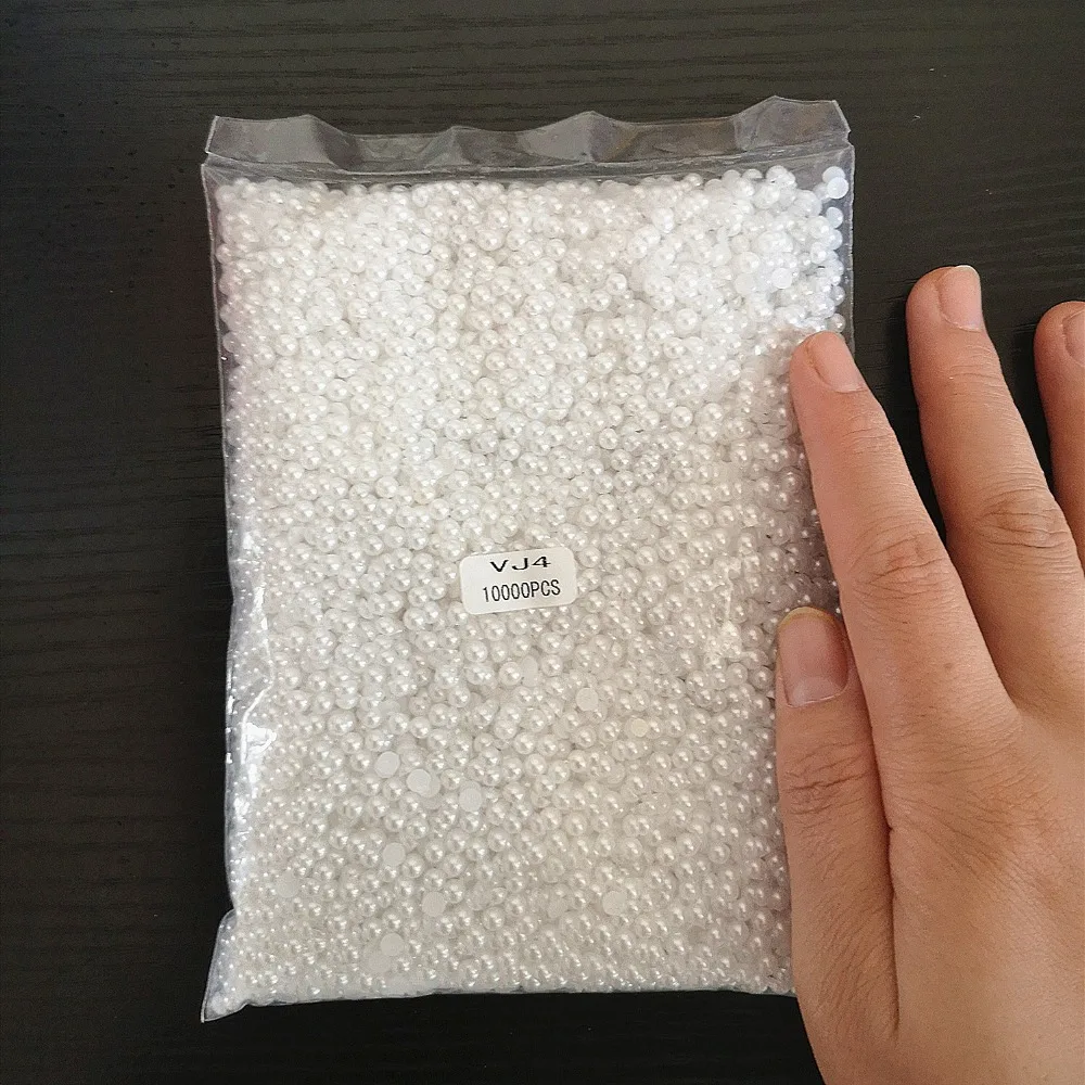 10000 шт имитация жемчуга плоское заднее скольжение DIY крафт бусы полукруглые