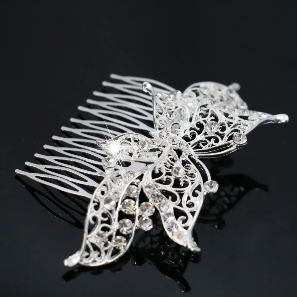 Женская заколка расческа для волос бабочка со стразами украшение подарок на день