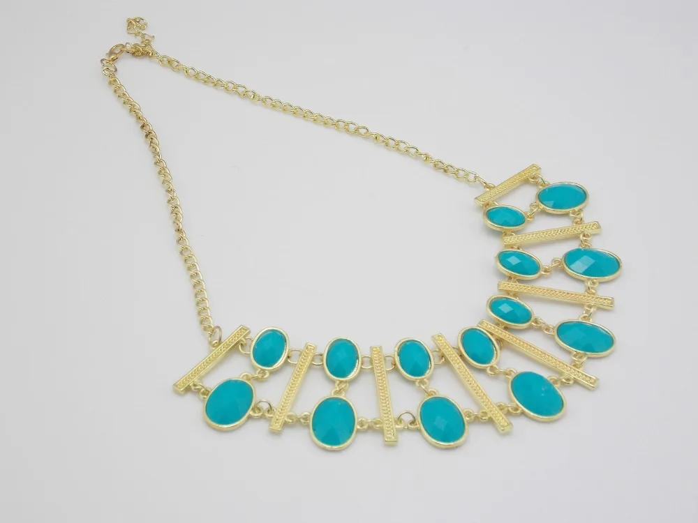 Wholesale Lot 5pcs/lot 2014 New Fashion Beads Fan Flower Bib Necklace &amp Pendant Womens Choker Gold Chain Free Shipping |