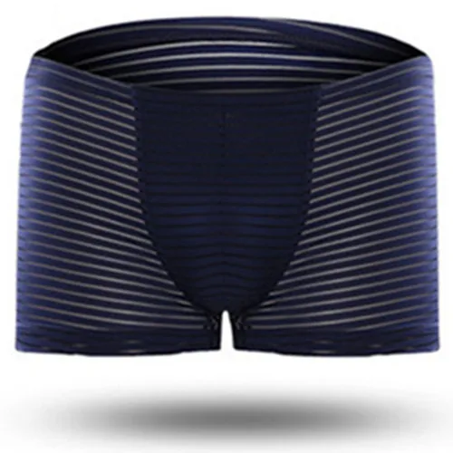 U062 Dark Blue Новые шелковые сексуальные мужские боксеры шорты трусы ультра-тонкие дышащие боксеры L XL XXL XXXL нижнее белье - Цвет: U062 Dark Blue