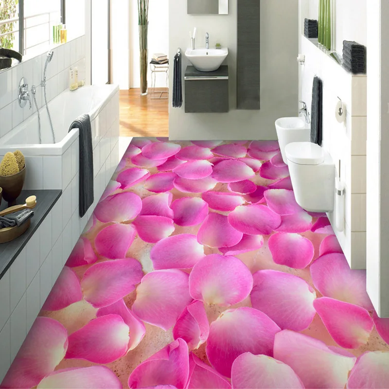 

3D Floor Painting Mural Modern HD Petals Non-slip Waterproof Thickened Self-adhesive PVC Floor Wallpaper Living Room Bedroom