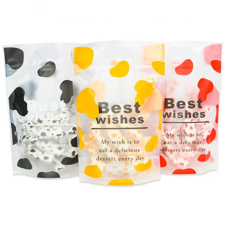 

New Reclosable Translucent Plastic Sealed Zipper Bag Candy Cookie Food Jewelry Storage bag Wedding Party Gift Bags Best Wishes