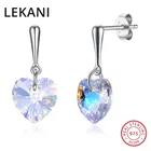 Серьги-подвески с кристаллами Сваровски, серебро 925 пробы