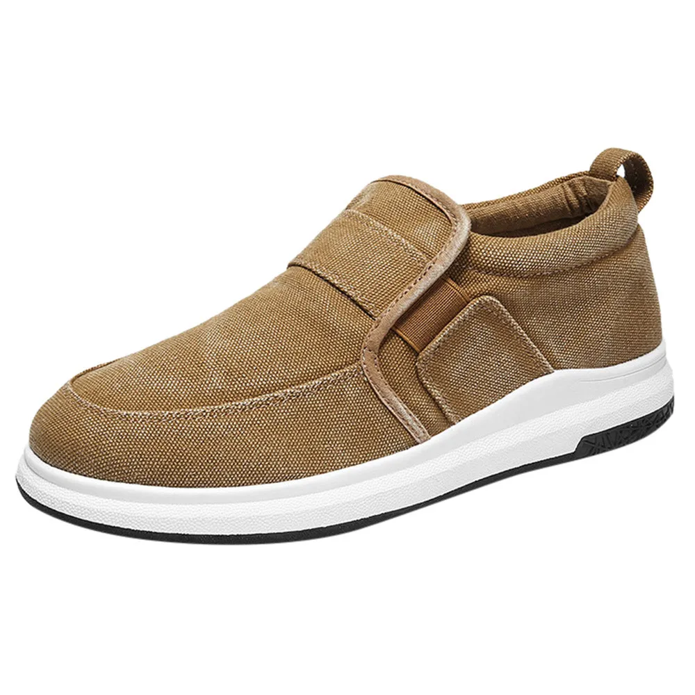 Men Canvas Shoes Male Mens Flat Heel Breathable Slip On Casual Loafers Chaussure Homme Black | Обувь