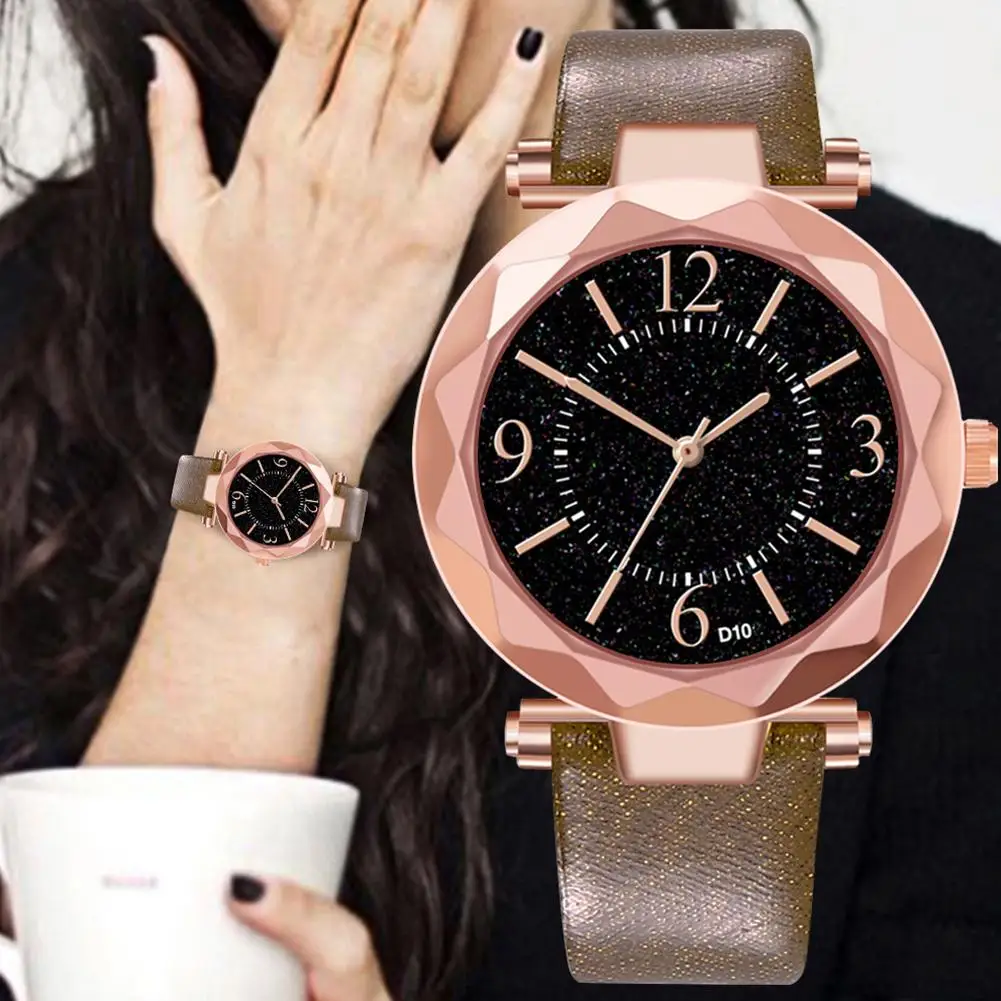 Женские кварцевые часы с роскошным ремешком повседневные розовое золото