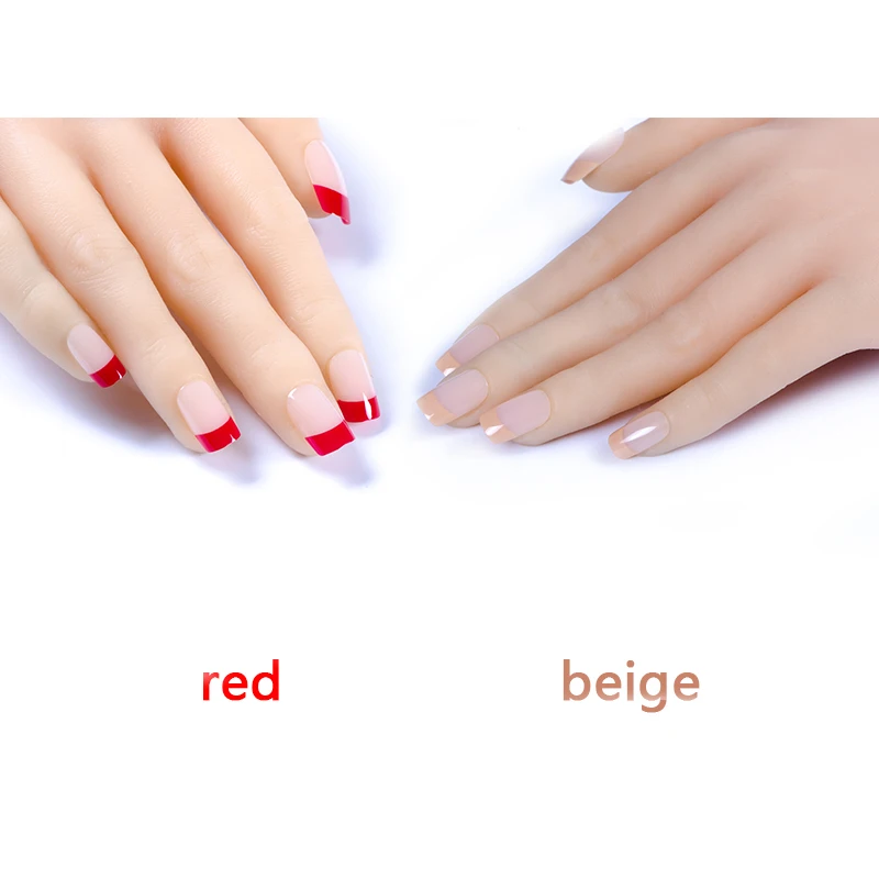 Длинные французские накладные ногти красные бежевые 24 шт./компл. | Красота и