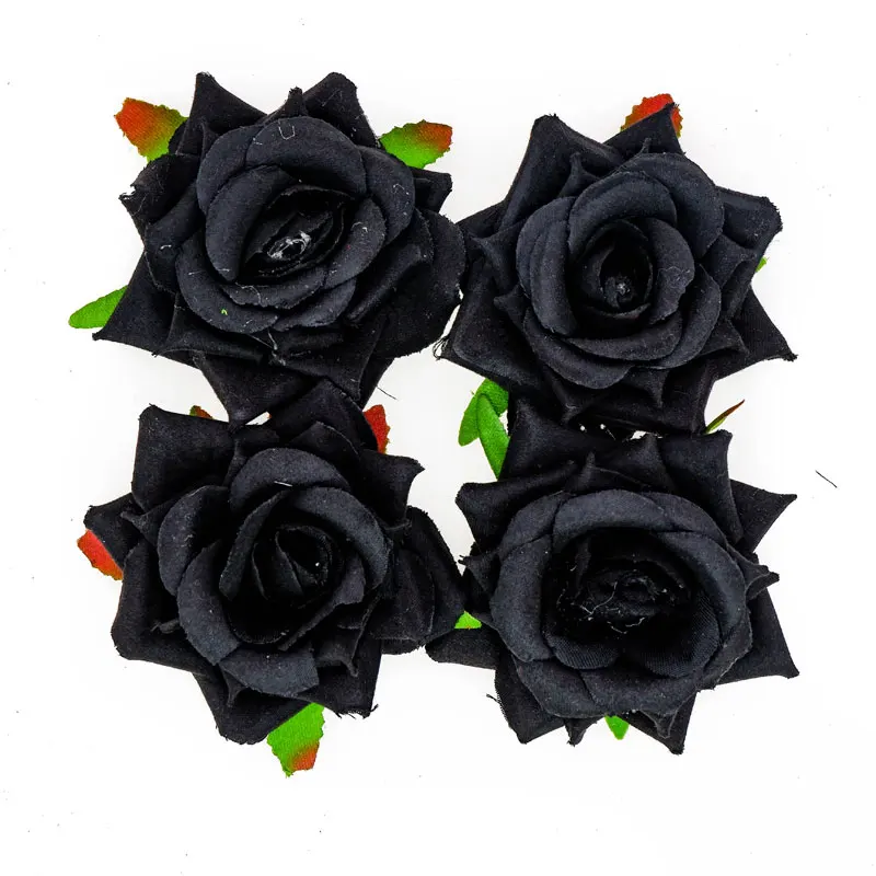 7 см большие искусственные черные цветы на ощупь розы из шелка 10 шт Diy свадебный