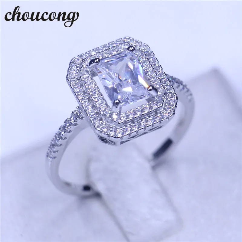 Choucong роскошное женское Ювелирное кольцо два ряда AAA кубический цирконий Cz 925