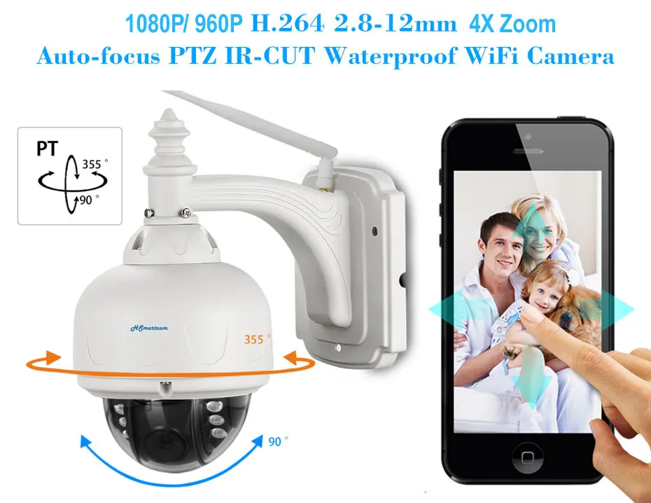 Беспроводная IP скоростная купольная камера WiFi 1080P 960P PTZ для наружного видеонаблюдения с 5-кратным зумом с автофокусом Встроенный микрофон динамик SD карта ONVIF