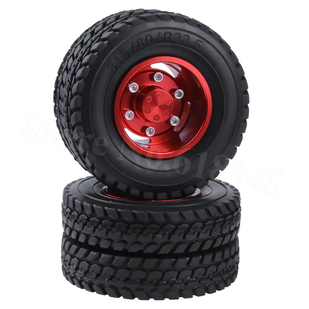 Red-6608 2 шт двойные алюминиевые колеса и шины для Tamiya 1/14 RC трактор прицеп грузовик шины Замена - Цвет: Red-6608