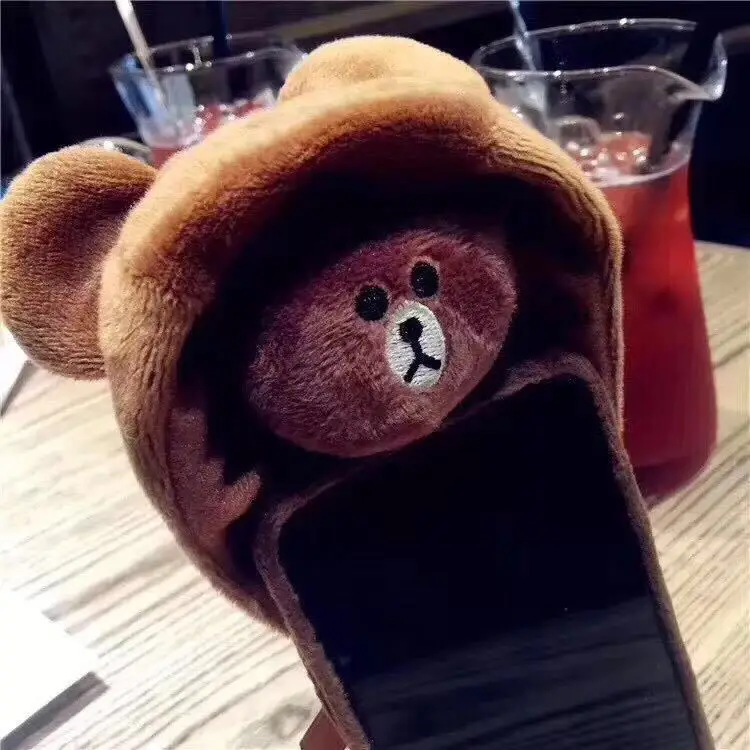 Для iPhone XS MAX XR случае 3D Рождественская шапка красивый медвежонок из мультфильма