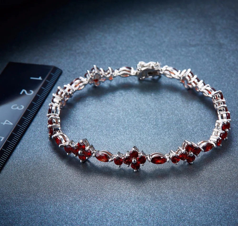 Hutang 10.4Ct натуральный гранат твердый 925 пробы Серебряный браслет для тенниса для женщин драгоценный камень ювелирные изделия аксессуары 7,2" Новинка