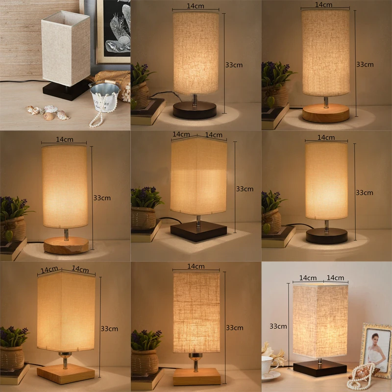 

Nordic Table Lamps Wooden Linen Desk Lamp Study Tafellamp For Bedroom Bedside Hotel Decoration Simple Style living desk