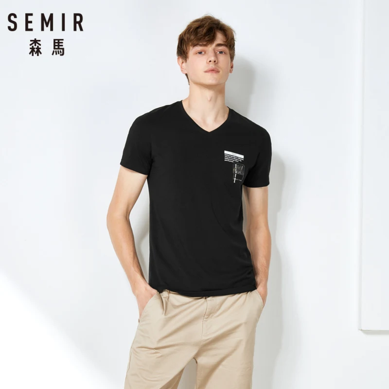 Мужская приталенная футболка SEMIR Приталенная с короткими рукавами v-образным